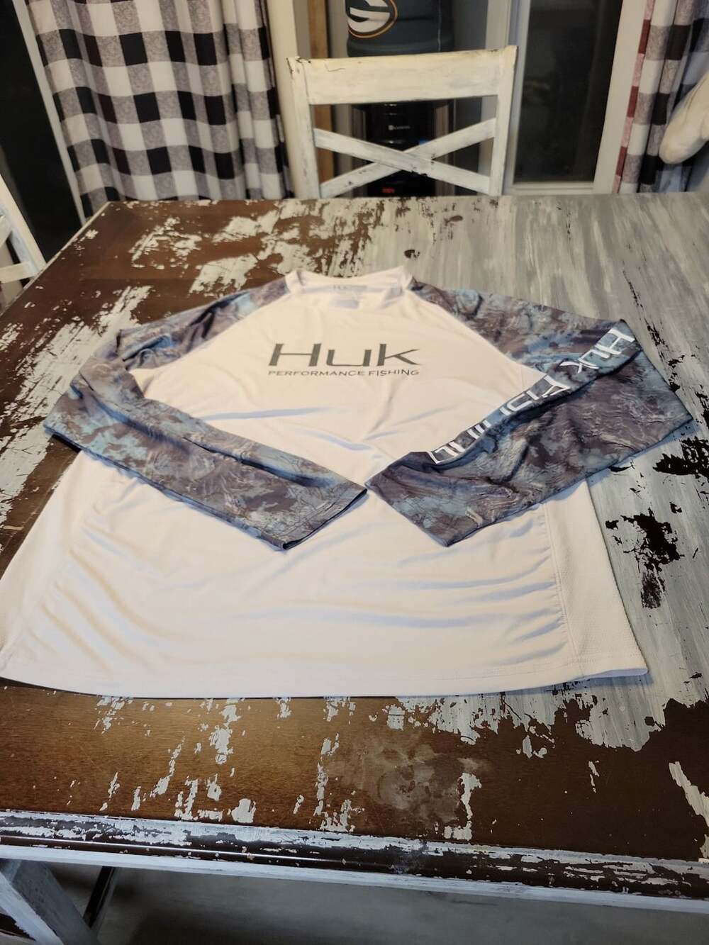 Huk Performance Fishing Men's Double Header Long Sleeve Shirt White SubPhantis G